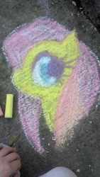 Size: 722x1280 | Tagged: safe, artist:satohai, fluttershy, pegasus, pony, chalk, chalk drawing, solo