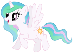 Size: 5353x3885 | Tagged: safe, artist:unfiltered-n, princess celestia, alicorn, pony, absurd resolution, female, mare, running, simple background, smiling, solo, spread wings, transparent background, vector