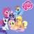 Size: 1417x1417 | Tagged: safe, derpibooru import, applejack, fluttershy, pinkie pie, rainbow dash, rarity, twilight sparkle, earth pony, pegasus, pony, unicorn, mane six, mane six opening poses, my little pony logo