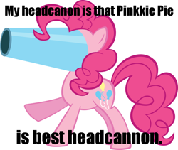 Size: 900x760 | Tagged: safe, pinkie pie, earth pony, pony, exploitable meme, headcannon, headcanon, literal, meme, parody, pun, solo