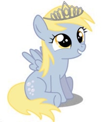 Size: 389x458 | Tagged: safe, artist:derpyflutteshy, derpy hooves, pegasus, pony, female, filly, simple background, solo, tiara, white background, younger