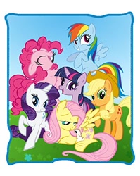 Size: 451x566 | Tagged: safe, derpibooru import, applejack, fluttershy, pinkie pie, rainbow dash, rarity, twilight sparkle, earth pony, pegasus, pony, unicorn, blanket, error, mane six, merchandise, wat