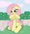 Size: 884x998 | Tagged: safe, artist:marindashy, fluttershy, pegasus, pony, alternate hairstyle, bedroom eyes, blushing, cute, eyeshadow, floppy ears, flower, fluttershy answers, shy, shyabetes, sitting, smiling, solo, tumblr, wing hands