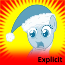 Size: 250x250 | Tagged: safe, applejack, earth pony, pony, christmas, hat, meta:explicit, needs more saturation, official spoiler image, santa hat, solo, spoilered image joke