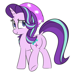 Size: 1057x1041 | Tagged: safe, artist:lance, starlight glimmer, pony, beanie, cute, equestria girls ponified, glimmer glutes, hat, plot, ponified, solo