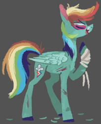 Size: 959x1178 | Tagged: safe, artist:sterfler, derpibooru import, rainbow dash, pegasus, pony, bandage, injured, solo