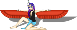 Size: 4526x1801 | Tagged: safe, rarity, human, egyptian, elf ears, horned humanization, humanized, maat, mythology