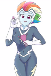 Size: 2208x3248 | Tagged: safe, artist:sumin6301, derpibooru import, rainbow dash, zapp, equestria girls, anime, clothes, heroine, hunter x hunter, looking at you, open mouth, power ponies, shalnark, simple background, solo, white background