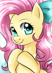 Size: 2480x3507 | Tagged: safe, artist:princesssilverglow, fluttershy, pegasus, pony, bow, female, mare, solo