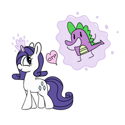 Size: 1200x1200 | Tagged: safe, artist:ionipony, artist:purplishcherry, rarity, spike, dragon, pony, unicorn, female, heart, levitation, magic, male, otp, shipping, sparity, straight