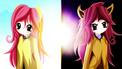 Size: 3840x2160 | Tagged: safe, artist:an-m, fluttershy, human, eared humanization, flutterbat, humanized