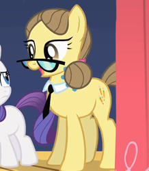 Size: 391x448 | Tagged: safe, screencap, play write, rarity, earth pony, pony, unicorn, the cutie mark chronicles, cropped, female, filly, glasses, mare, necktie, solo focus, younger