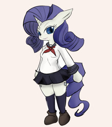 Size: 905x1030 | Tagged: safe, artist:mabo3, rarity, anthro, clothes, pixiv, school uniform, solo