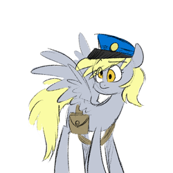 Size: 750x750 | Tagged: safe, artist:craftykraken, derpy hooves, pegasus, pony, female, mailmare, mare, sketch, solo