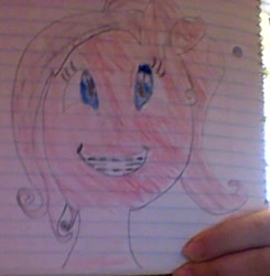 Size: 385x393 | Tagged: safe, artist:gracie_cleopatra, pinkie pie, earth pony, pony, braces, lined paper, photo, quality, smiling, solo, traditional art