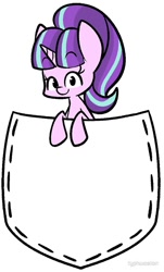 Size: 605x1000 | Tagged: safe, artist:typhwosion, starlight glimmer, pony, unicorn, female, looking at you, mare, pocket, pocket pony, simple background, smiling, solo, white background