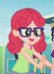 Size: 361x491 | Tagged: safe, derpibooru import, screencap, alizarin bubblegum, rainbow dash, sci-twi, sunset shimmer, twilight sparkle, better together, equestria girls, rollercoaster of friendship, background human, cropped