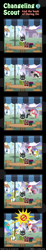 Size: 600x3263 | Tagged: safe, artist:vavacung, octavia melody, princess celestia, roseluck, alicorn, changeling, earth pony, pony, comic:changeling-scout, book, comic, pointy ponies, royal guard