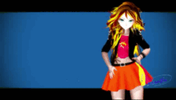 Size: 512x290 | Tagged: safe, artist:jessiexie, sunset shimmer, equestria girls, 3d, animated, beautiful, belt, clothes, cute, dancing, jacket, lips are movin, lyrics, meghan trainor, miniskirt, mmd, photo, skirt, song reference