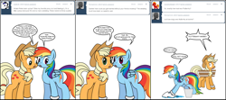 Size: 1812x808 | Tagged: safe, artist:dekomaru, derpibooru import, applejack, rainbow dash, earth pony, pegasus, pony, appledash, ask, comic, female, lesbian, shipping, terror, tumblr, tumblr:ask twixie