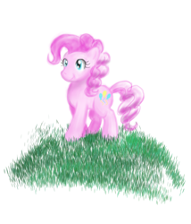 Size: 900x1052 | Tagged: safe, artist:iomma, pinkie pie, earth pony, pony, female, grass, simple background, solo, white background