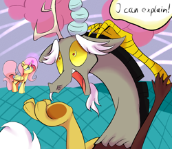 Size: 1024x887 | Tagged: safe, artist:madacon, discord, fluttershy, alicorn, pony, alicornified, fluttercorn, magic, race swap