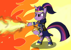 Size: 4000x2816 | Tagged: safe, artist:steptrool, derpibooru import, twilight sparkle, fire, magic, pyromancy, solo