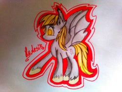 Size: 604x453 | Tagged: safe, artist:missshadmanss, derpy hooves, bat pony, pony, bat ponified, race swap, solo