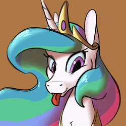 Size: 700x700 | Tagged: safe, artist:goat train, princess celestia, alicorn, pony, :p, bust, looking at you, portrait, sillestia, silly, silly pony, smiling, solo, tongue out