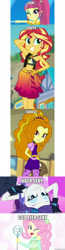 Size: 513x1960 | Tagged: safe, edit, edited screencap, screencap, adagio dazzle, fluttershy, rarity, sour sweet, sunset shimmer, better together, dance magic, equestria girls, forgotten friendship, rainbow rocks, so much more to me, the other side, spoiler:eqg specials, arm behind head, breasts, caption, cleavage, clothes, hasbro-sponsored official cleavage, image macro, like what you see?, one eye closed, sarong, sunset selfie, swimsuit, text