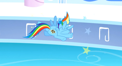 Size: 1098x597 | Tagged: safe, derpibooru import, screencap, rainbow dash, pegasus, pony, sonic rainboom (episode), fail, flying, solo