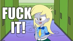 Size: 855x478 | Tagged: safe, screencap, derpy hooves, equestria girls, clock tower (video game), jontron, ponies the anthology v, reaction image, solo, vulgar