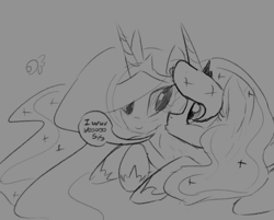 Size: 1280x1027 | Tagged: safe, artist:darkflame75, princess celestia, princess luna, alicorn, pony, baby talk, cute, cutelestia, lunabetes, lunadoodle, monochrome, royal sisters, sisterly love, sisters, sketch, sweet dreams fuel