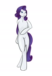 Size: 1220x1784 | Tagged: safe, artist:cutehornyunicorn, rarity, anthro, unicorn, female, solo, white coat