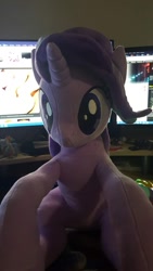 Size: 675x1200 | Tagged: safe, artist:nekokevin, starlight glimmer, pony, unicorn, series:nekokevin's glimmy, computer screen, female, irl, mare, photo, plushie, sitting, smiling, solo