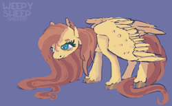 Size: 1720x1058 | Tagged: safe, artist:weepysheep, fluttershy, pegasus, pony, female, mare, pink mane, solo, yellow coat