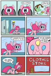 Size: 1280x1903 | Tagged: safe, artist:joeywaggoner, pinkie pie, earth pony, pony, too many pinkie pies, alternate hairstyle, clone, comic, diane, haircut, pinkie clone, the clone that got away, tumblr