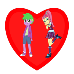 Size: 800x800 | Tagged: safe, sour sweet, spike, equestria girls, heart, human spike, shadowbolts, shipping, shipping heart, sourspike