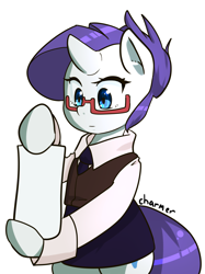 Size: 1280x1707 | Tagged: safe, artist:acharmingpony, rarity, pony, unicorn, clothes, cute, glasses, skirt, solo