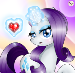 Size: 1400x1360 | Tagged: safe, artist:lielie, rarity, pony, unicorn, fire ruby, looking at you, pixiv, solo