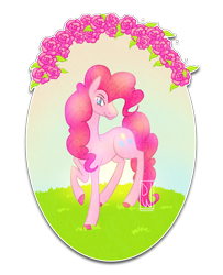 Size: 1000x1229 | Tagged: safe, artist:daliawolfsoul, pinkie pie, earth pony, pony, female, flower, mare, pink coat, pink mane, solo