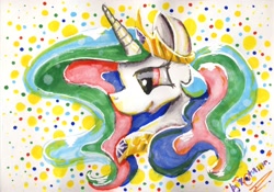 Size: 3508x2449 | Tagged: safe, artist:lol-katrina, princess celestia, alicorn, pony, bust, portrait, solo, traditional art