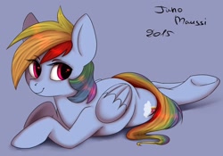 Size: 1014x711 | Tagged: safe, artist:yukomaussi, derpibooru import, rainbow dash, pegasus, pony, female, mare, simple background, solo