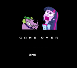 Size: 512x448 | Tagged: safe, derpibooru import, spike, twilight sparkle, dog, equestria girls, exploitable meme, game over, muttley, nintendo entertainment system, spike the dog, twiscream, wacky races