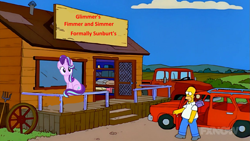 Size: 1133x639 | Tagged: safe, artist:slb94, edit, screencap, starlight glimmer, pony, unicorn, homer simpson, sneed's feed and seed, the simpsons