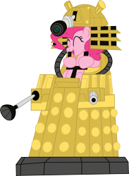 Size: 4000x5472 | Tagged: safe, artist:ragerer, pinkie pie, earth pony, pony, crossover, dalek, doctor who, everyone died, eyes closed, open mouth, smiling, solo, this will end in death, this will end in extermination, this will end in tears, this will end in tears and/or death, xk-class end-of-the-world scenario