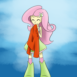 Size: 1600x1600 | Tagged: artist needed, safe, fluttershy, normal norman, equestria girls, /mlp/, background human, clothes, jacket, solo