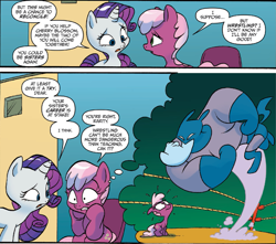 Size: 1293x1143 | Tagged: safe, artist:jay fosgitt, idw, cheerilee, rarity, earth pony, pony, unicorn, spoiler:comic, spoiler:comic29, comic, cropped, female, imagine spot, mare, official comic, speech bubble, steel buns