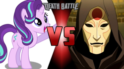 Size: 750x421 | Tagged: safe, edit, editor:mega-poneo, starlight glimmer, human, amon, crossover, death battle, exploitable meme, meme, the legend of korra