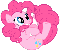 Size: 6000x5117 | Tagged: safe, artist:stinkehund, pinkie pie, earth pony, pony, absurd resolution, cute, grin, on back, rolling, simple background, smiling, solo, tail bite, transparent background, vector